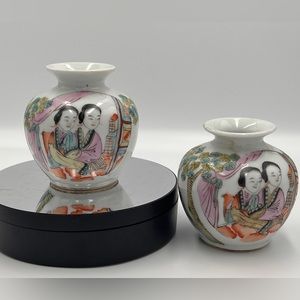 Small Chinese Porcelain Figural Vases - pair